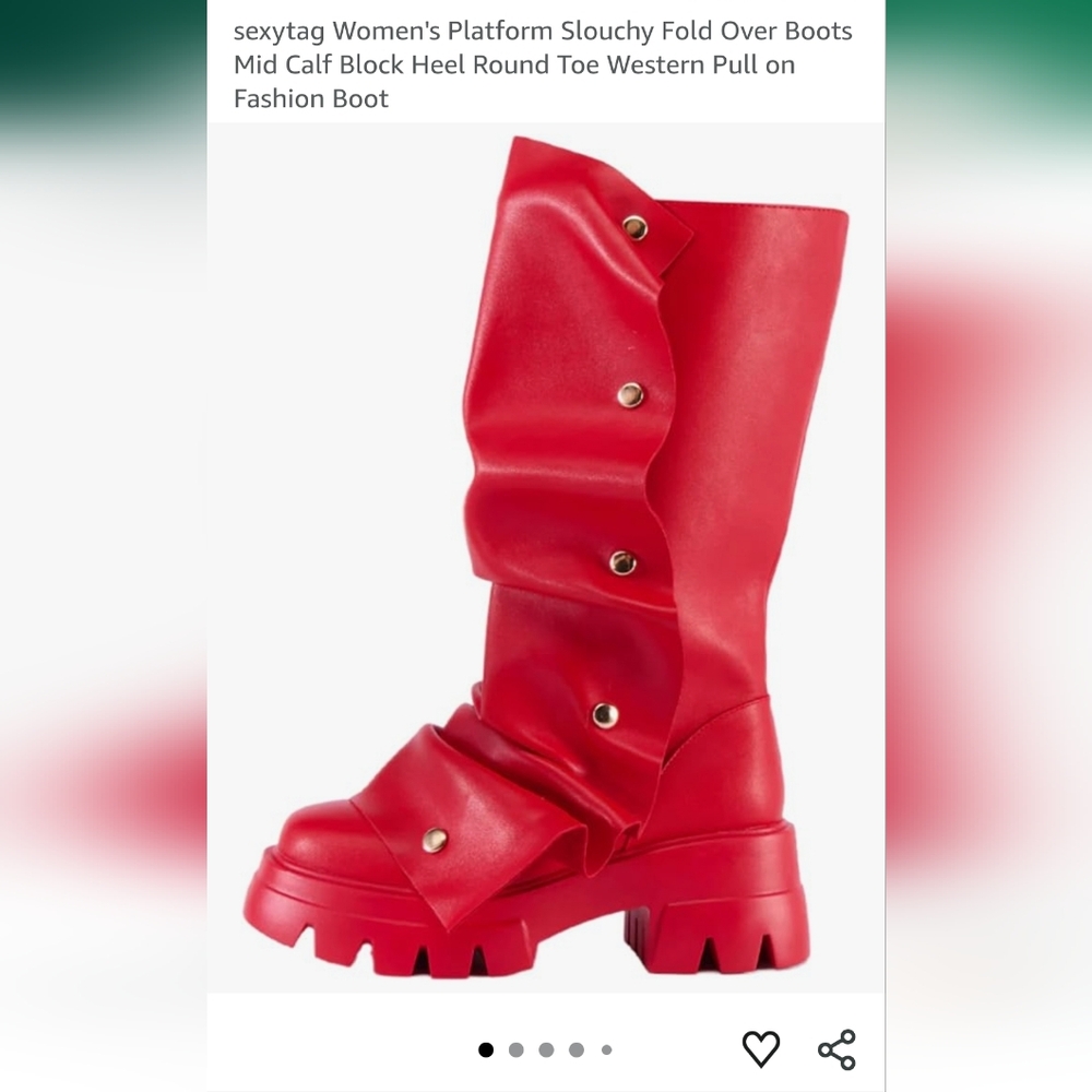 Red Women's Platform Slouchy Boots